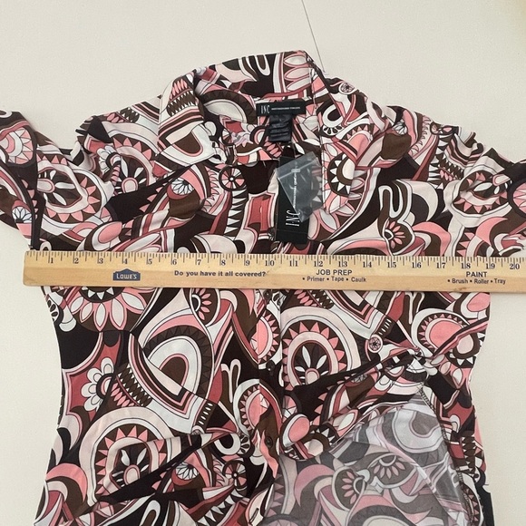INC International Concepts Retro Print Button Front Blouse Women's Large NWT - Picture 9 of 10